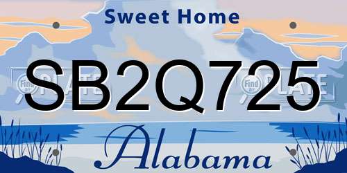 SB2Q725 Alabama License Plate