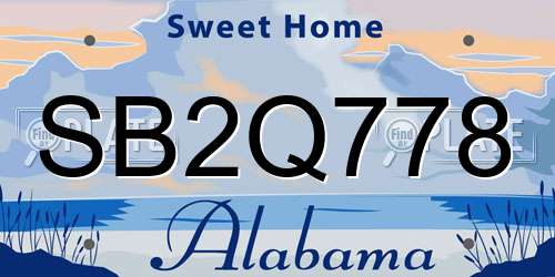 SB2Q778 Alabama License Plate