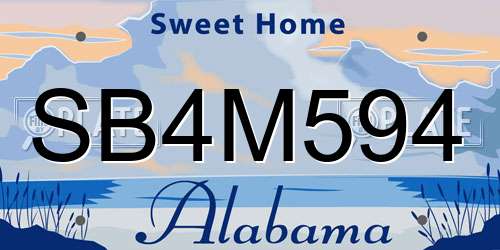 SB4M594 Alabama License Plate