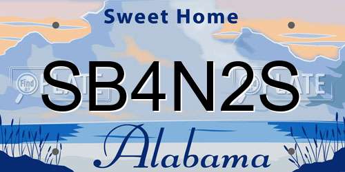 SB4N2S Alabama License Plate
