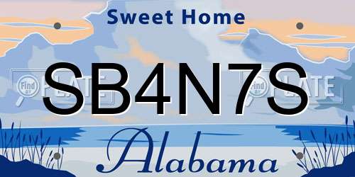 SB4N7S Alabama License Plate