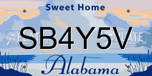 SB4Y5V Alabama License Plate