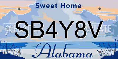 SB4Y8V Alabama License Plate