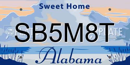 SB5M8T Alabama License Plate