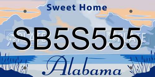 SB5S555 Alabama License Plate