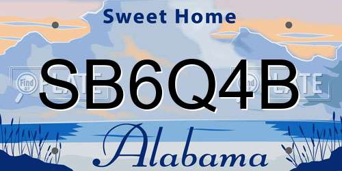 SB6Q4B Alabama License Plate