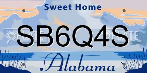 SB6Q4S Alabama License Plate