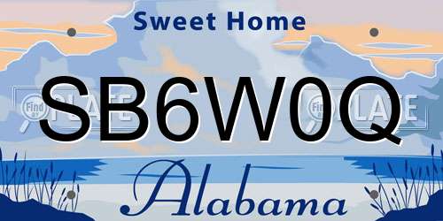 SB6W0Q Alabama License Plate