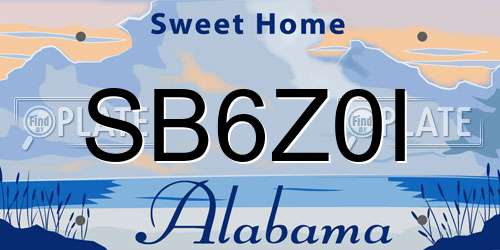 SB6Z0I Alabama License Plate