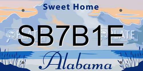 SB7B1E Alabama License Plate