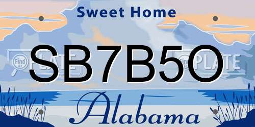 SB7B5O Alabama License Plate