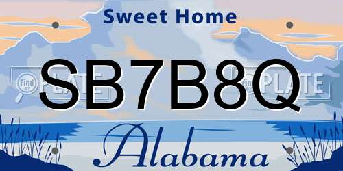 SB7B8Q Alabama License Plate