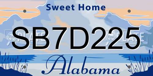 SB7D225 Alabama License Plate