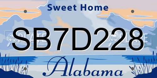 SB7D228 Alabama License Plate