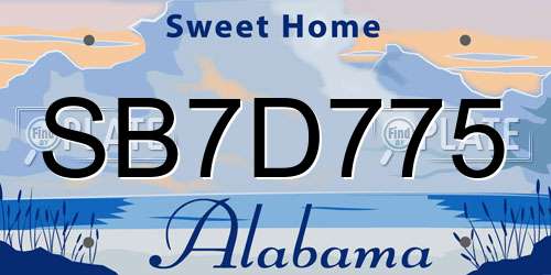 SB7D775 Alabama License Plate