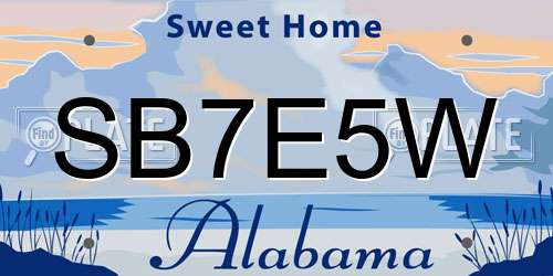 SB7E5W Alabama License Plate