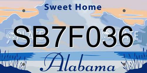 SB7F036 Alabama License Plate
