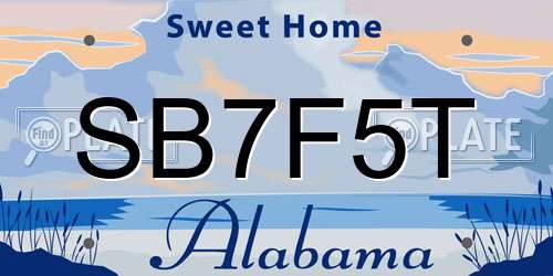 SB7F5T Alabama License Plate