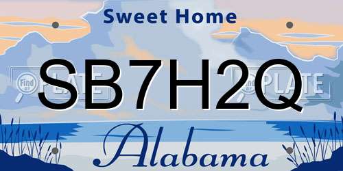 SB7H2Q Alabama License Plate