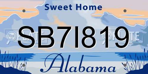 SB7I819 Alabama License Plate