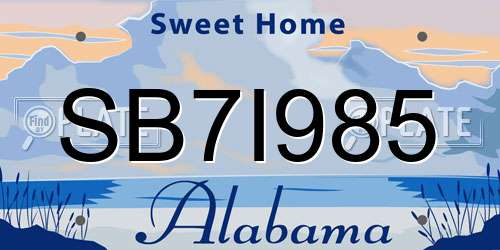 SB7I985 Alabama License Plate