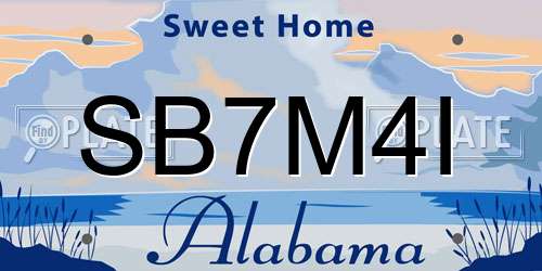 SB7M4I Alabama License Plate