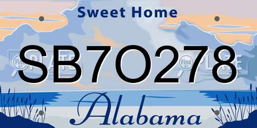 SB7O278 Alabama License Plate