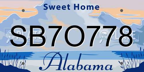 SB7O778 Alabama License Plate