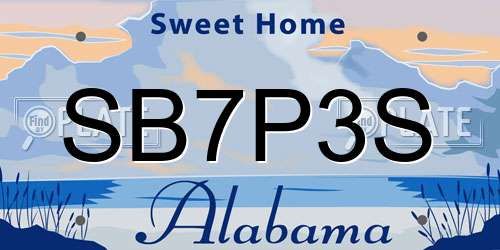 SB7P3S Alabama License Plate