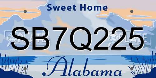 SB7Q225 Alabama License Plate