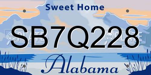SB7Q228 Alabama License Plate