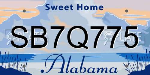 SB7Q775 Alabama License Plate