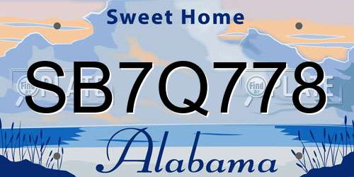 SB7Q778 Alabama License Plate