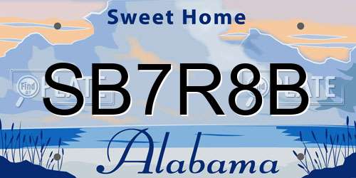 SB7R8B Alabama License Plate