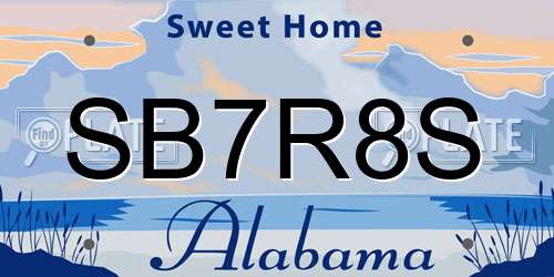 SB7R8S Alabama License Plate