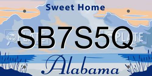 SB7S5Q Alabama License Plate