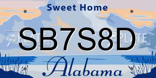 SB7S8D Alabama License Plate