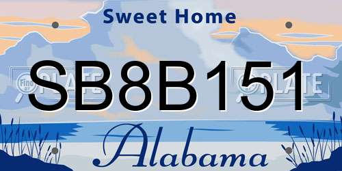 SB8B151 Alabama License Plate