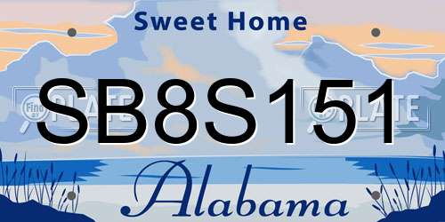 SB8S151 Alabama License Plate