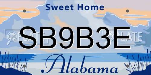 SB9B3E Alabama License Plate