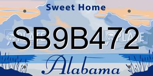 SB9B472 Alabama License Plate