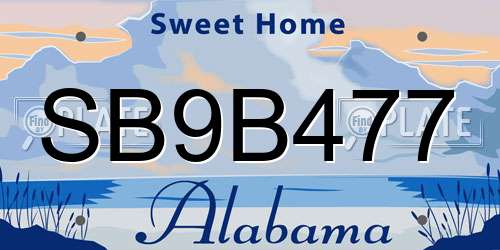 SB9B477 Alabama License Plate