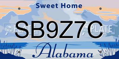 SB9Z7C Alabama License Plate