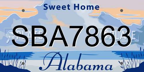 SBA7863 Alabama License Plate