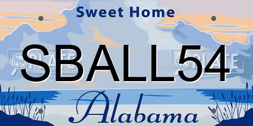 SBALL54 Alabama License Plate