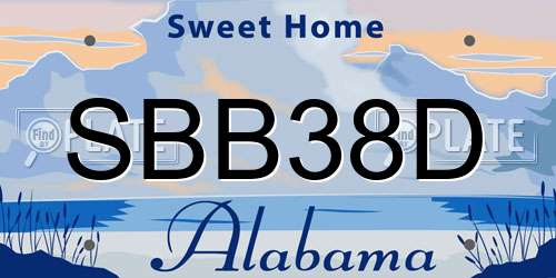 SBB38D Alabama License Plate
