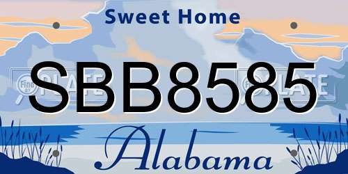 SBB8585 Alabama License Plate