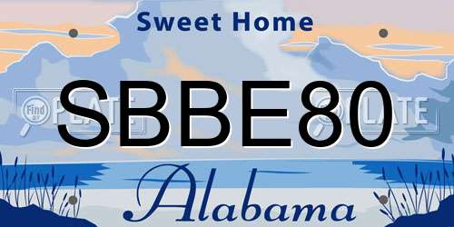 SBBE80 Alabama License Plate