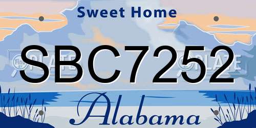 SBC7252 Alabama License Plate