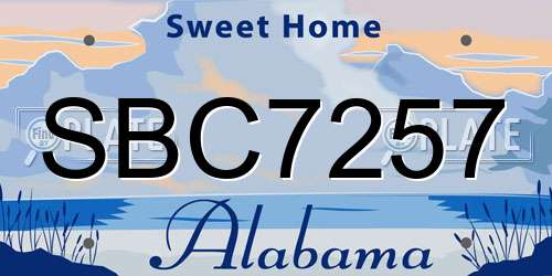 SBC7257 Alabama License Plate